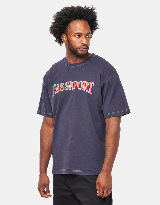 Pass Port Official Contrast T-Shirt - Washed Navy