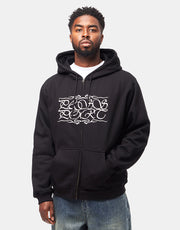 Pass Port Caligraphy Zip Hoodie - Black
