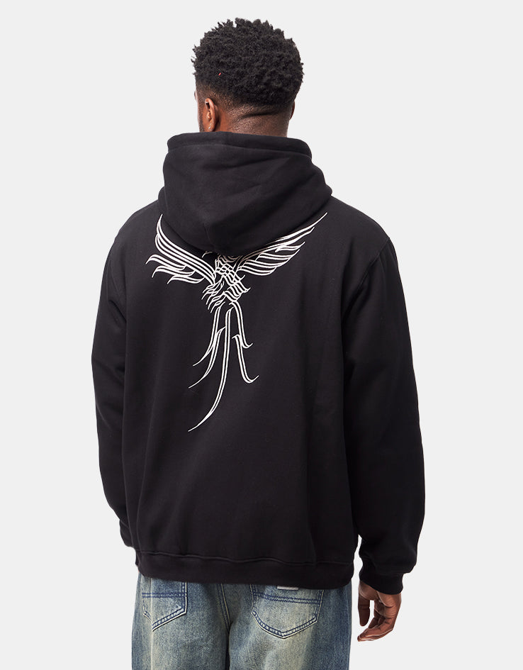 Pass Port Caligraphy Zip Hoodie - Black