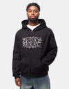 Pass Port Caligraphy Zip Hoodie - Black