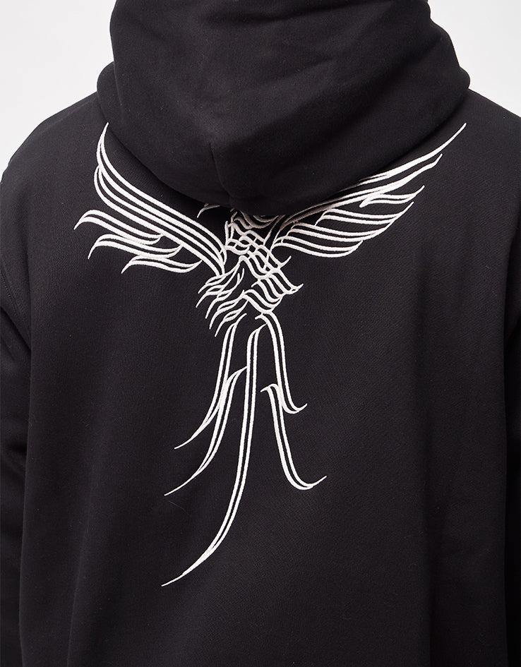Pass Port Caligraphy Zip Hoodie - Black