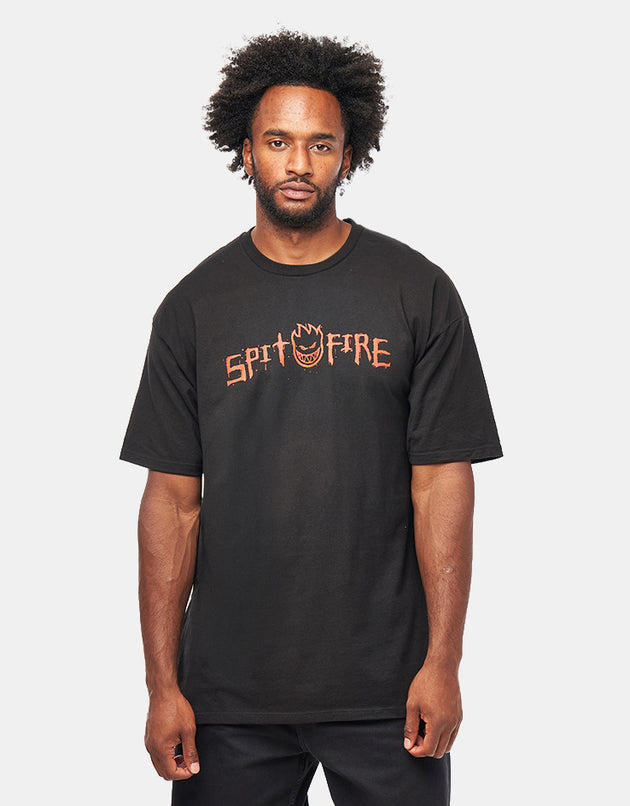 Spitfire Rough Scribble T-Shirt - Black/Red