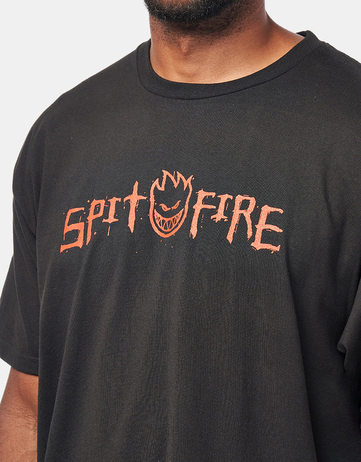 Spitfire Rough Scribble T-Shirt - Black/Red