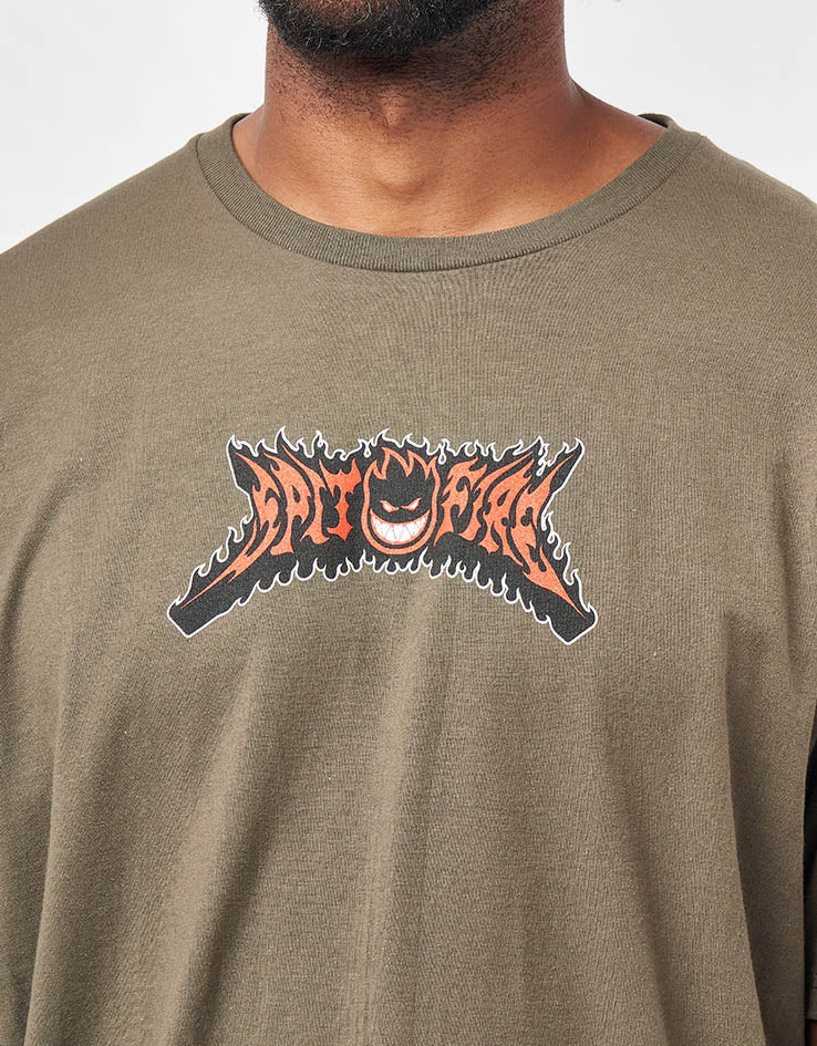 Spitfire Flame Out Bighead Fill T-Shirt - Military Green/Red