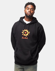 Krooked Sun Heart Pullover Hoodie - Black/Red