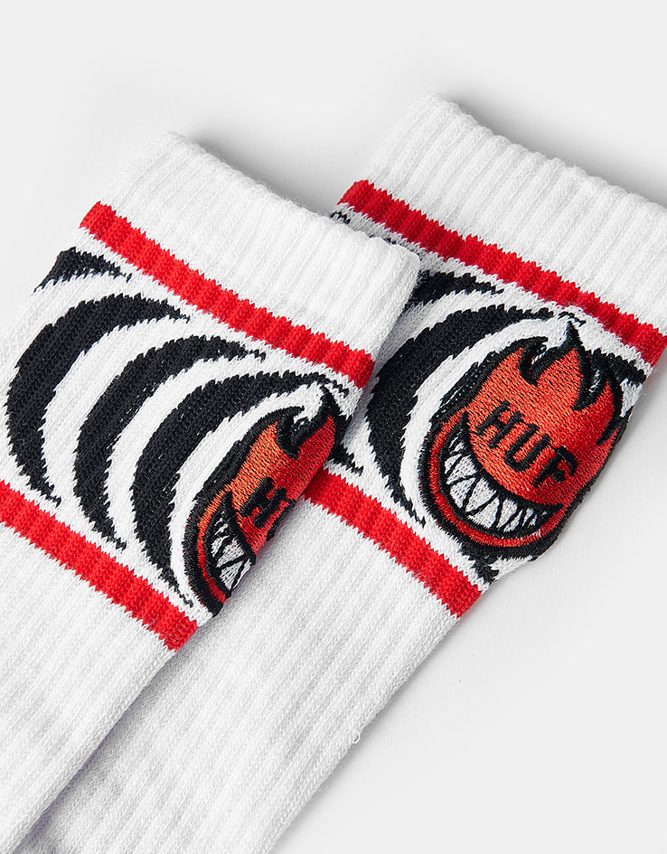 HUF x Spitfire Spiral Socks - White