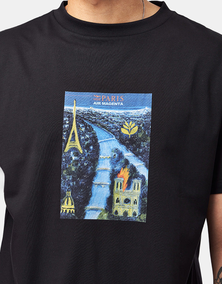 Magenta Airline T-Shirt -  Black