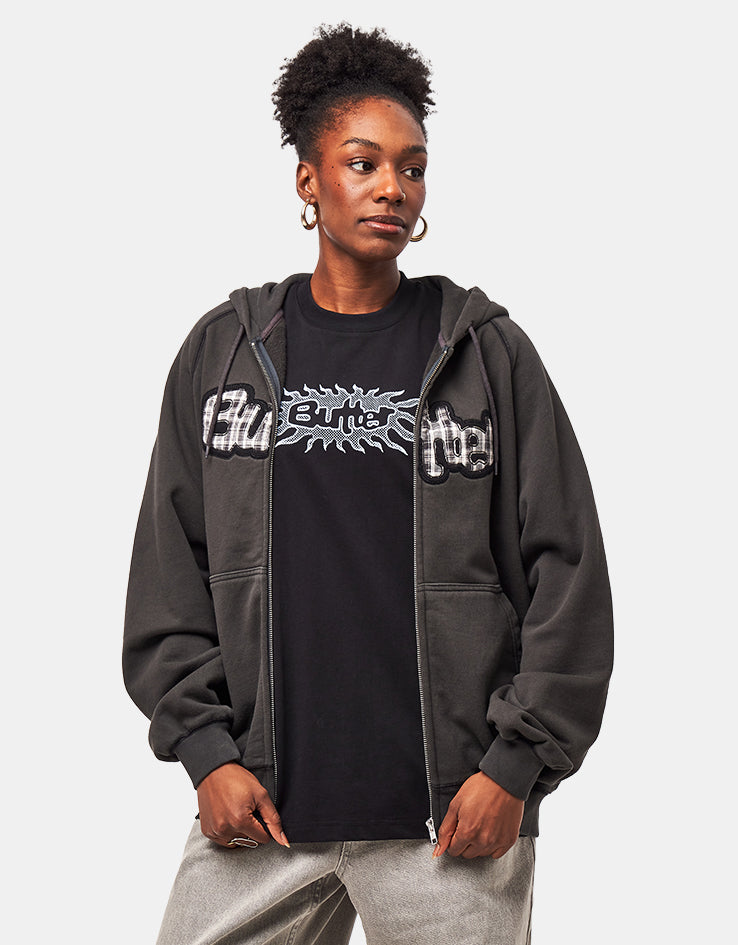 Butter Goods Stretch Zip-Thru Hoodie - Washed Black