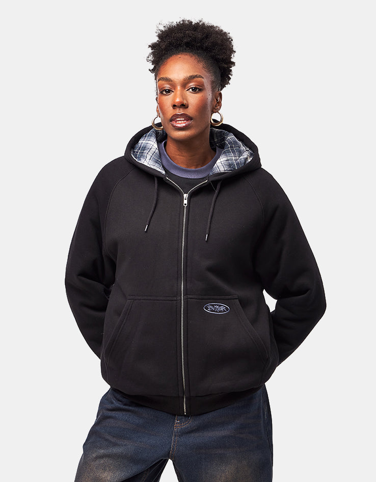 Butter Goods Plaid Lined Zip-Thru Hoodie - Black