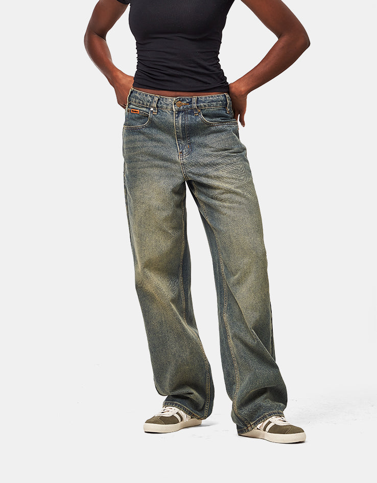 Butter Goods Relaxed Denim Jeans - Distressed Mid Blue