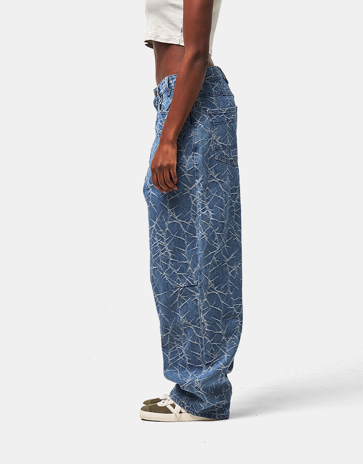 Butter Goods Thorn Camo Wide Cut Denim Jeans - Washed Indigo