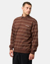 No Problemo Striped L/S Rugby Shirt - Brown