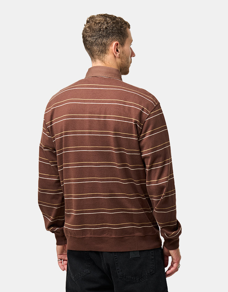 No Problemo Striped L/S Rugby Shirt - Brown