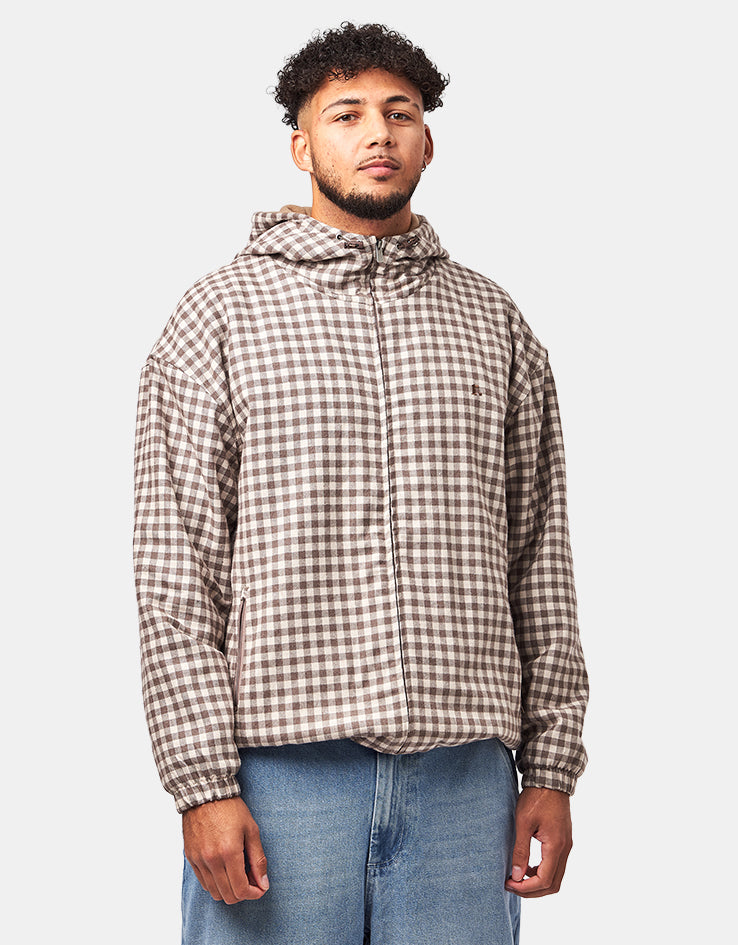Route One Fleece Lined Cotton Jacket - Ecru Plaid