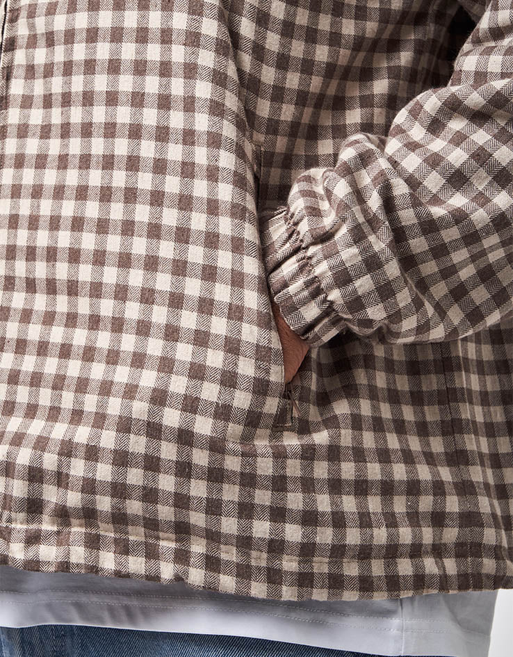 Route One Fleece Lined Cotton Jacket - Ecru Plaid