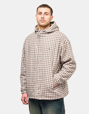 Route One Fleece Lined Cotton Jacket - Ecru Plaid