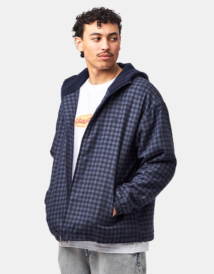 Route One Fleece Lined Cotton Jacket - Navy Plaid