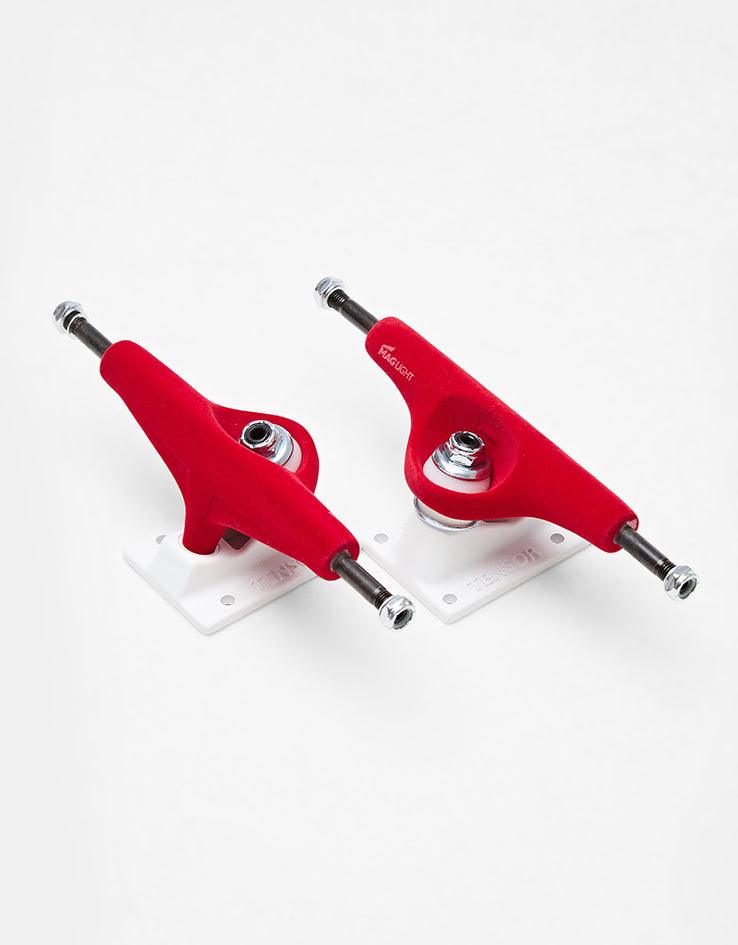Tensor Mag Light 5.25 Velvet Skateboard Trucks - Red/White (Pair)