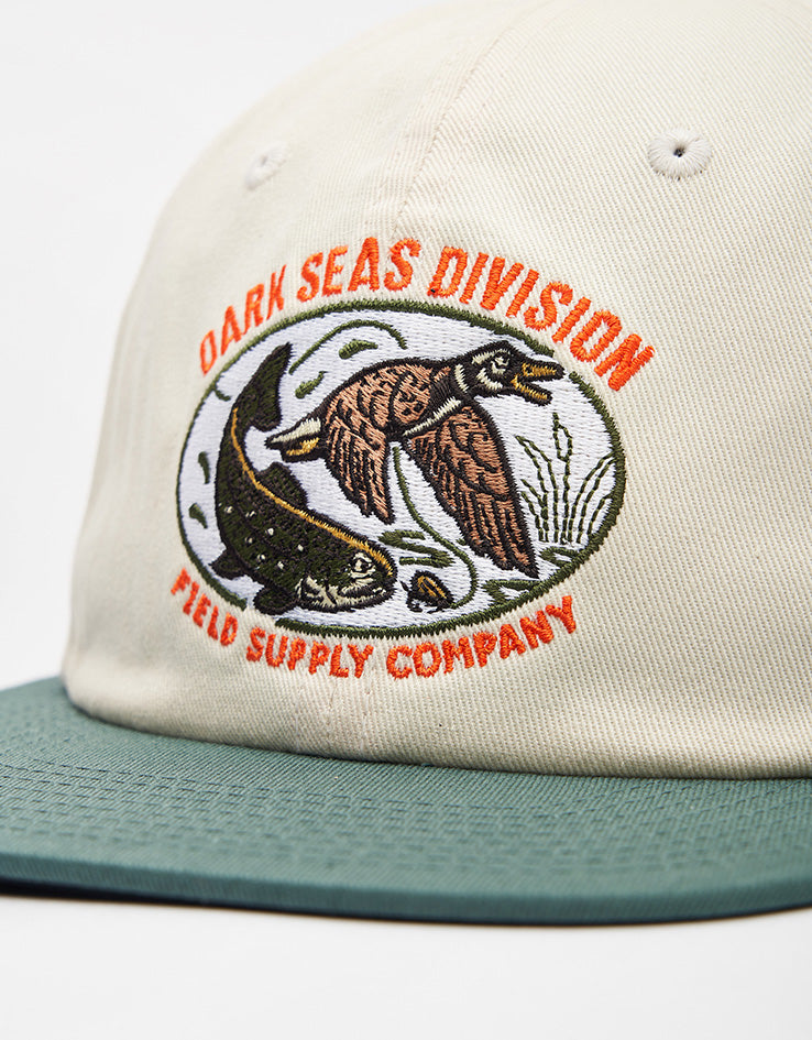 Dark Seas Harvest 6 Panel Cap - Off White/Green