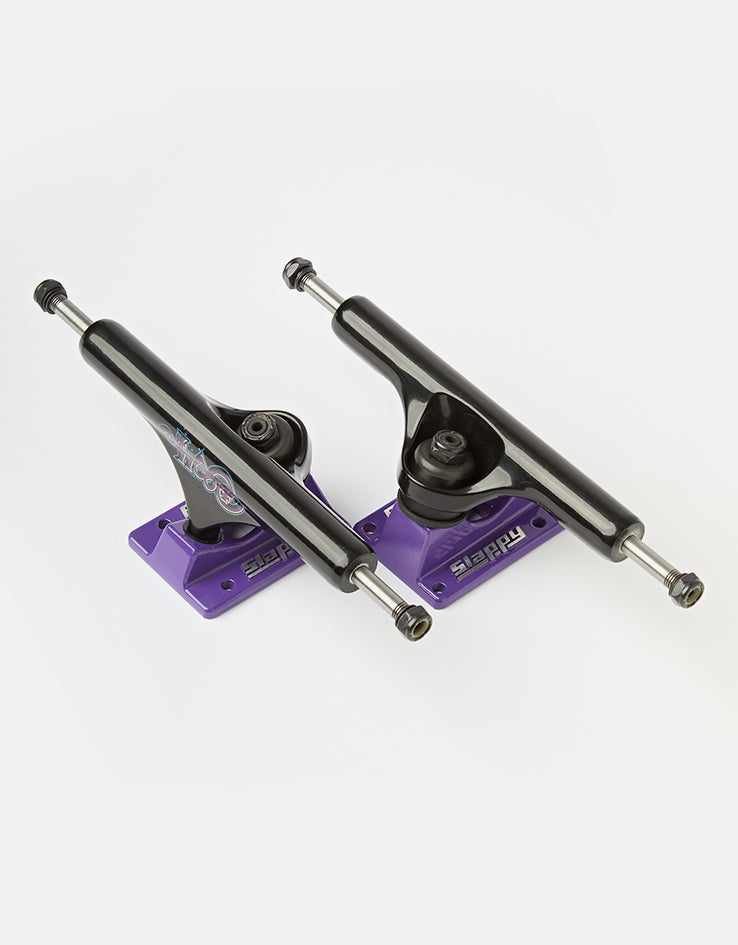 Slappy Bam Margera ST1 Hollow Skateboard Trucks - Black/Purple (Pair)