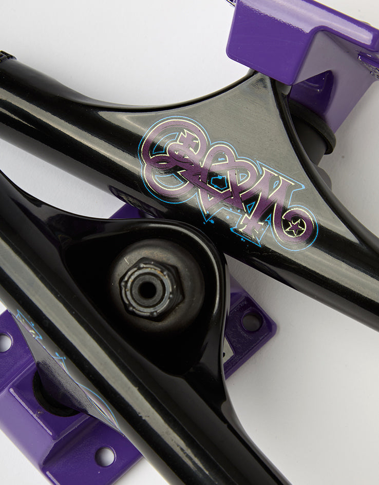 Slappy Bam Margera ST1 Hollow Skateboard Trucks - Black/Purple (Pair)