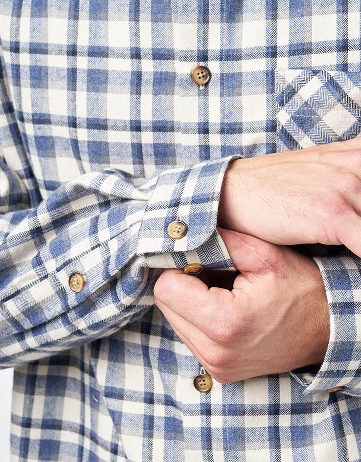 Route One Ballard L/S Shirt - Steel Blue Check