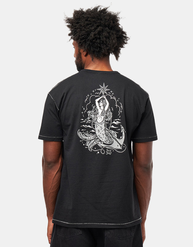 Dark Seas Folklore Contrast Stitch T-Shirt - Heather Black