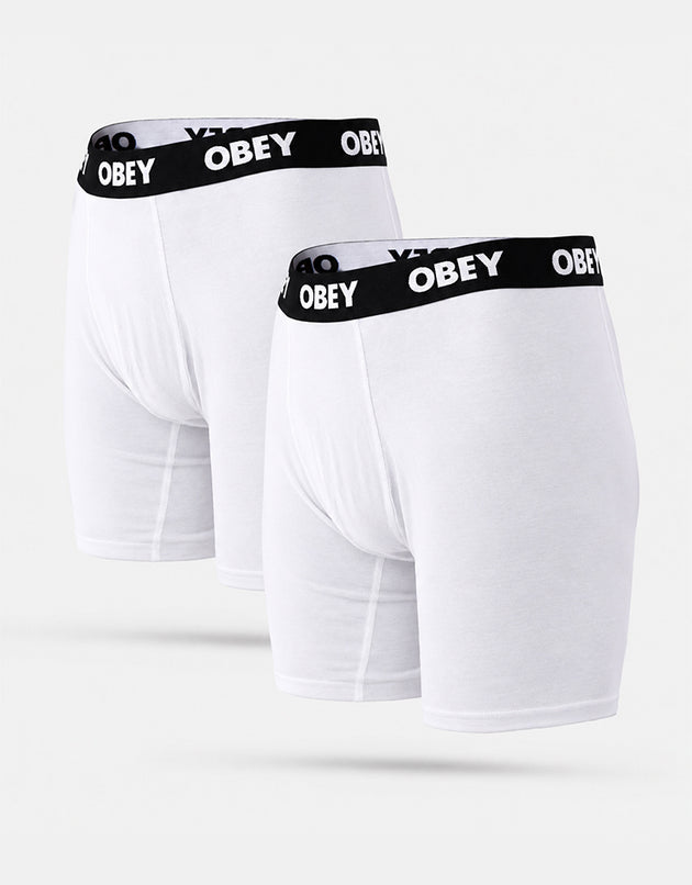 Obey Established Work 2 Pack Boxer Shorts - White