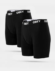 Obey Established Work 2 Pack Boxer Shorts - Black
