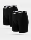 Obey Established Work 2 Pack Boxer Shorts - Black