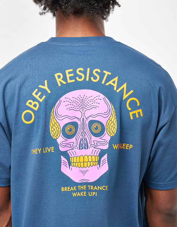 Obey Resistance Skull T-Shirt - Harbor Blue