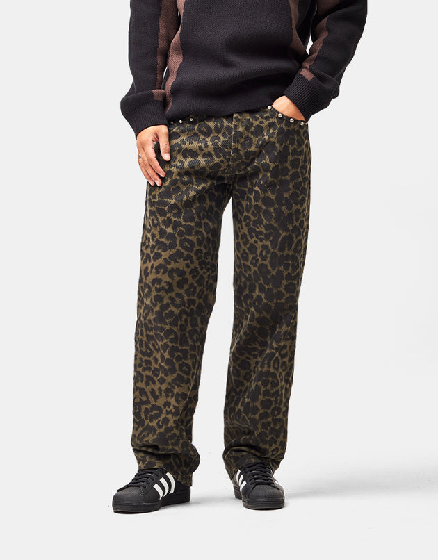 Obey Studded Boxcar Straight Leg Denim - Dark Leopard