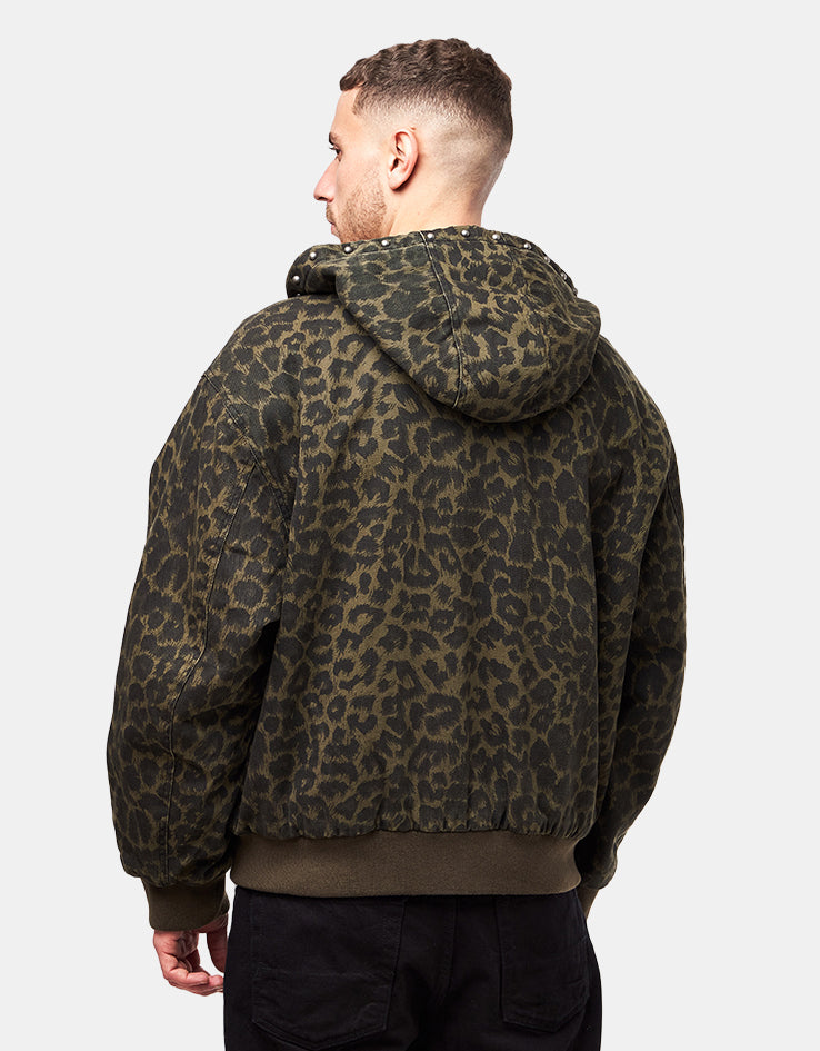 Obey Studded Zip Up Jacket - Dark Leopard