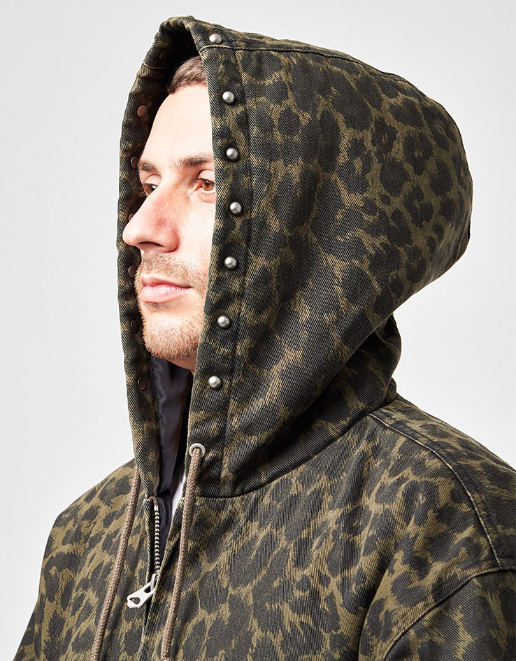 Obey Studded Zip Up Jacket - Dark Leopard