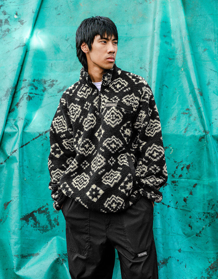 Columbia Rugged Ridge™ High Pile Half Zip Fleece - Black Checked Out/Black