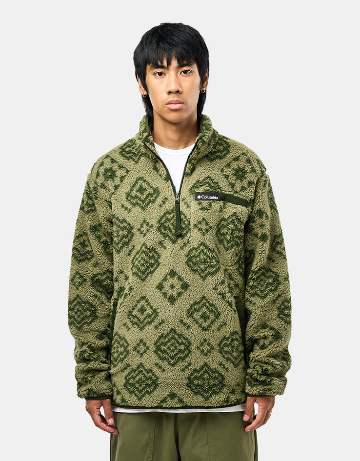 Columbia Rugged Ridge™ High Pile Half Zip Fleece - Stone Green Checked Out/Greenscape