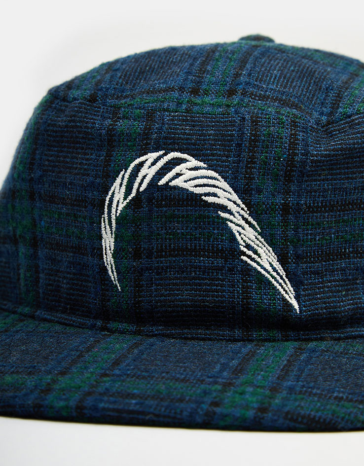 Woodbird Yin Check Pillbox Cap - Blue/Green