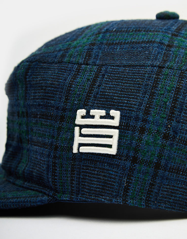 Woodbird Yin Check Pillbox Cap - Blue/Green
