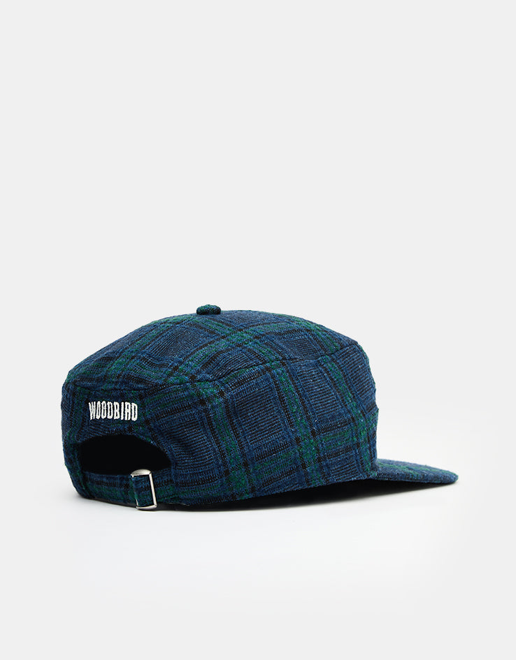 Woodbird Yin Check Pillbox Cap - Blue/Green