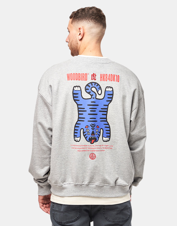 Woodbird Duke Tiger Crew - Grey Melange