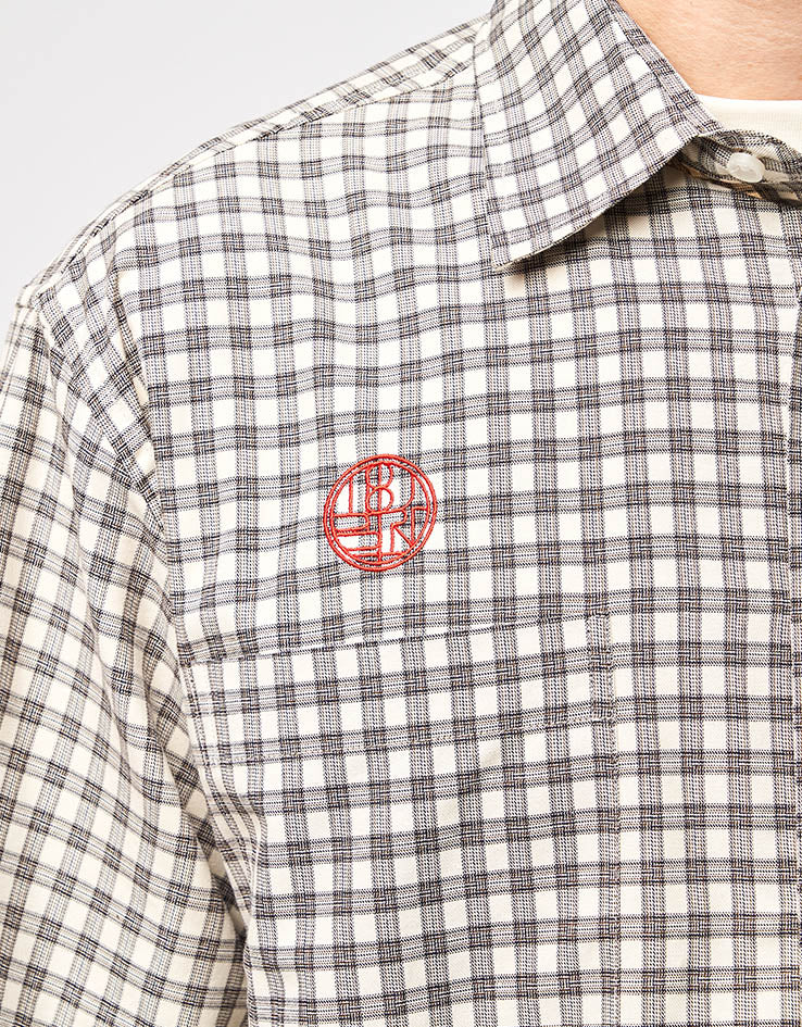 Woodbird Buzo EMB Check L/S Shirt - Off White