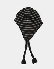 Pop Trading Company Reversible Earflap Beanie - Black/Charcoal
