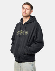 Dime MTL Distressed Terry Zip Hoodie - Acid Black