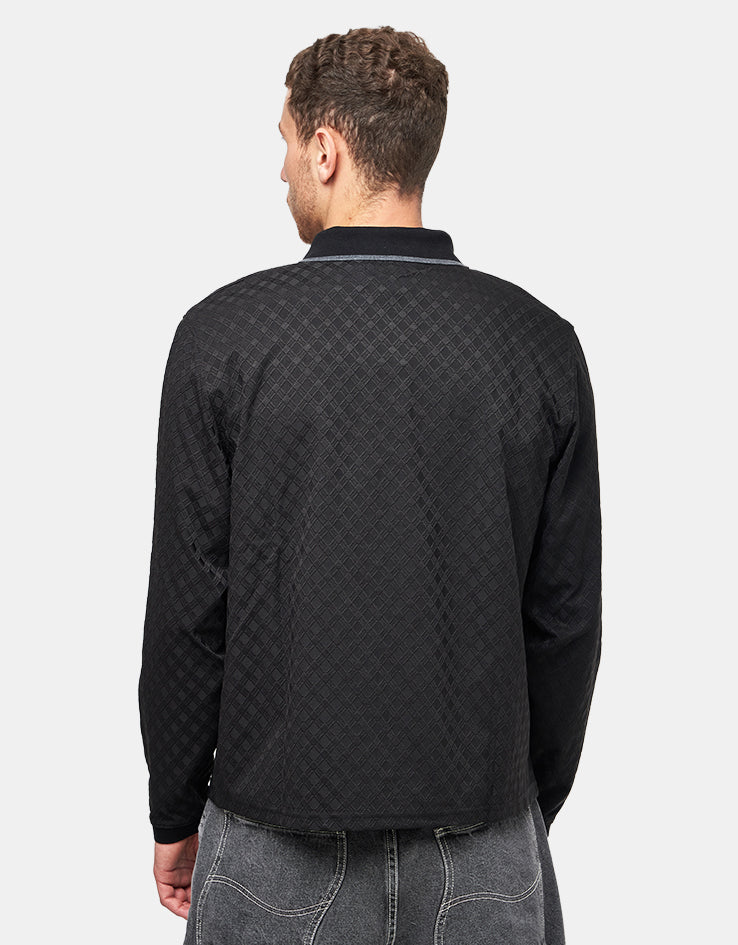 Dime MTL Jacquard L/S Polo - Black