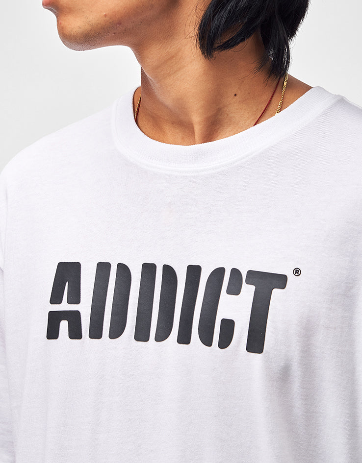 Addict Stencil T-Shirt - White, view 3