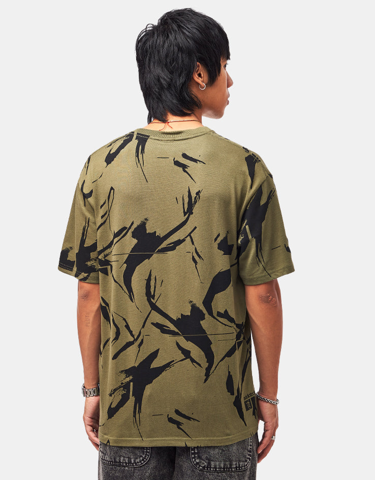 Addict x SHE One Camo AOP T-Shirt - Olive/Black
