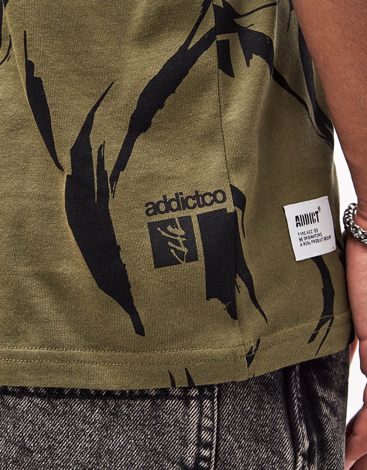 Addict x SHE One Camo AOP T-Shirt - Olive/Black