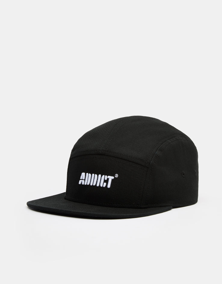 Addict 5 Panel Cap - Black