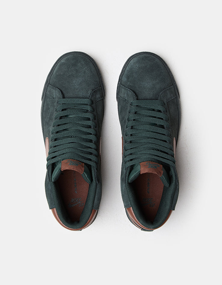 Nike SB Zoom Blazer Mid Skate Shoes - Black Spruce/Corduroy Brown-Black Spruce