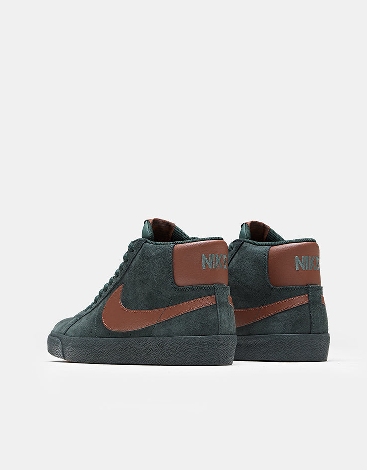 Nike SB Zoom Blazer Mid Skate Shoes - Black Spruce/Corduroy Brown-Black Spruce